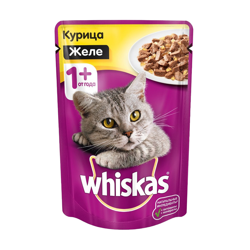 Влажный корм для кошек "Желе", Whiskas, курица, 85 г