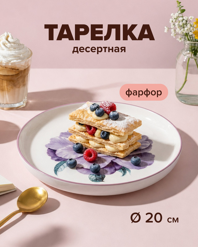 Тарелка десертная, O'Kitchen, 20 см, в ассортименте