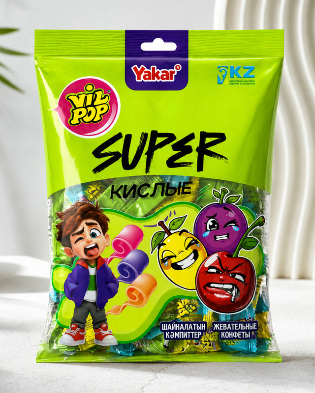 Жевательные конфеты, Vil Pop, суперкислые, 150 г