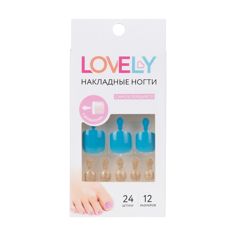 Набор накладных самоклеящиеся ногтей, Lovely, 24 шт., в ассортименте