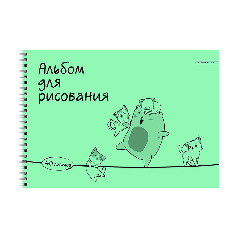 Альбом для рисования, 40 листов, пластиковая обложка, на спирали, в ассортименте