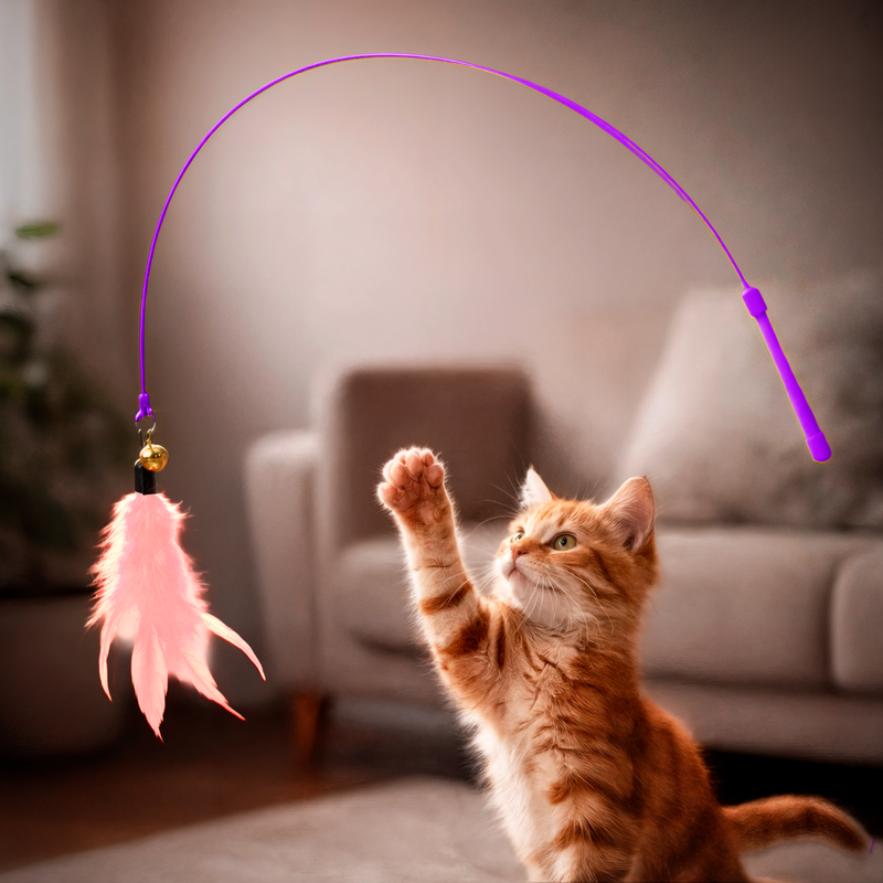 Игрушка для кошек "Удочка с перьями", Pet Club, 85 см, в ассортименте
