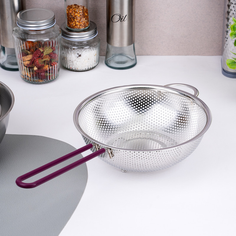 Дуршлаг с ручкой, O’Kitchen, 22х41,3 см, в ассортименте